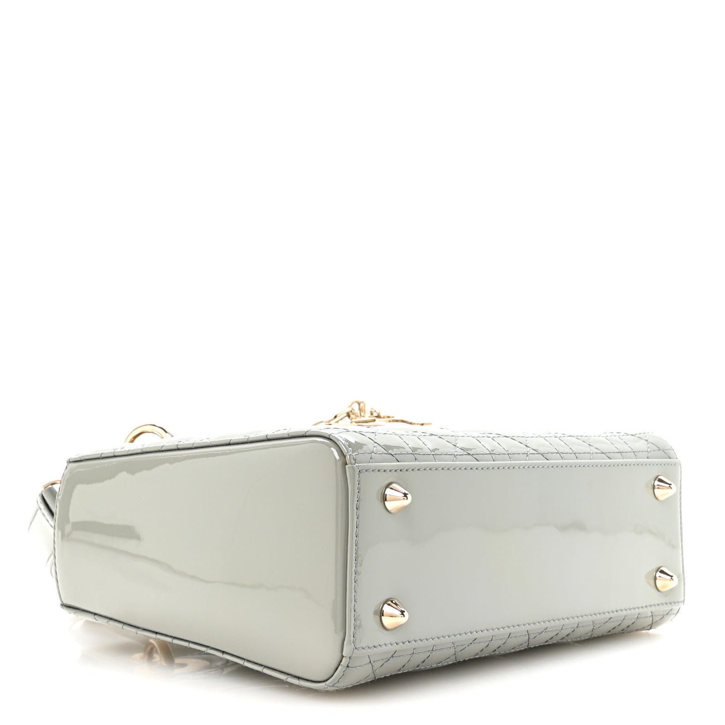 Patent Cannage Small Lady Dior Grey