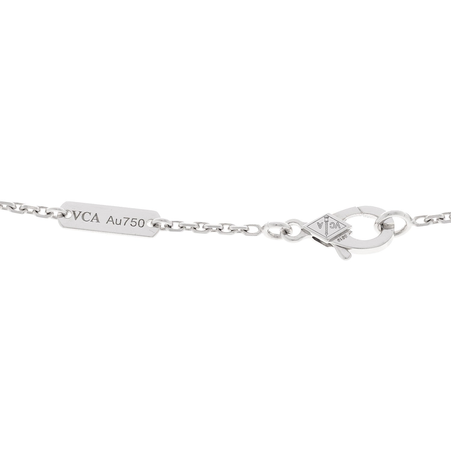 Van Cleef & Arpels 18K White Gold Diamond Vintage Alhambra Pendant Necklace 4 of 5
