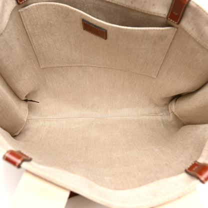 Chloe Cotton Calfskin Large Woody Ribbon Tote White Brown 5 of 13