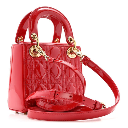 Christian Dior Patent Cannage Mini Lady Dior Red 3 of 12