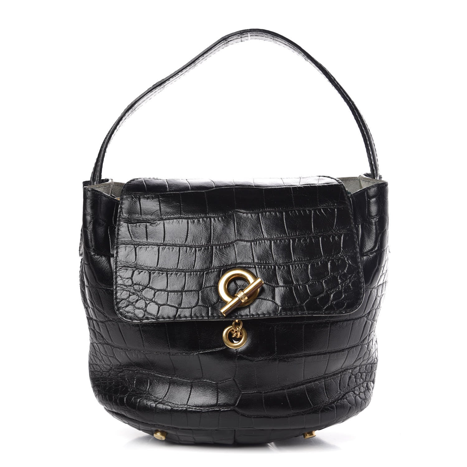Saint Laurent Alligator Capri Flap Hobo Black 1 of 13