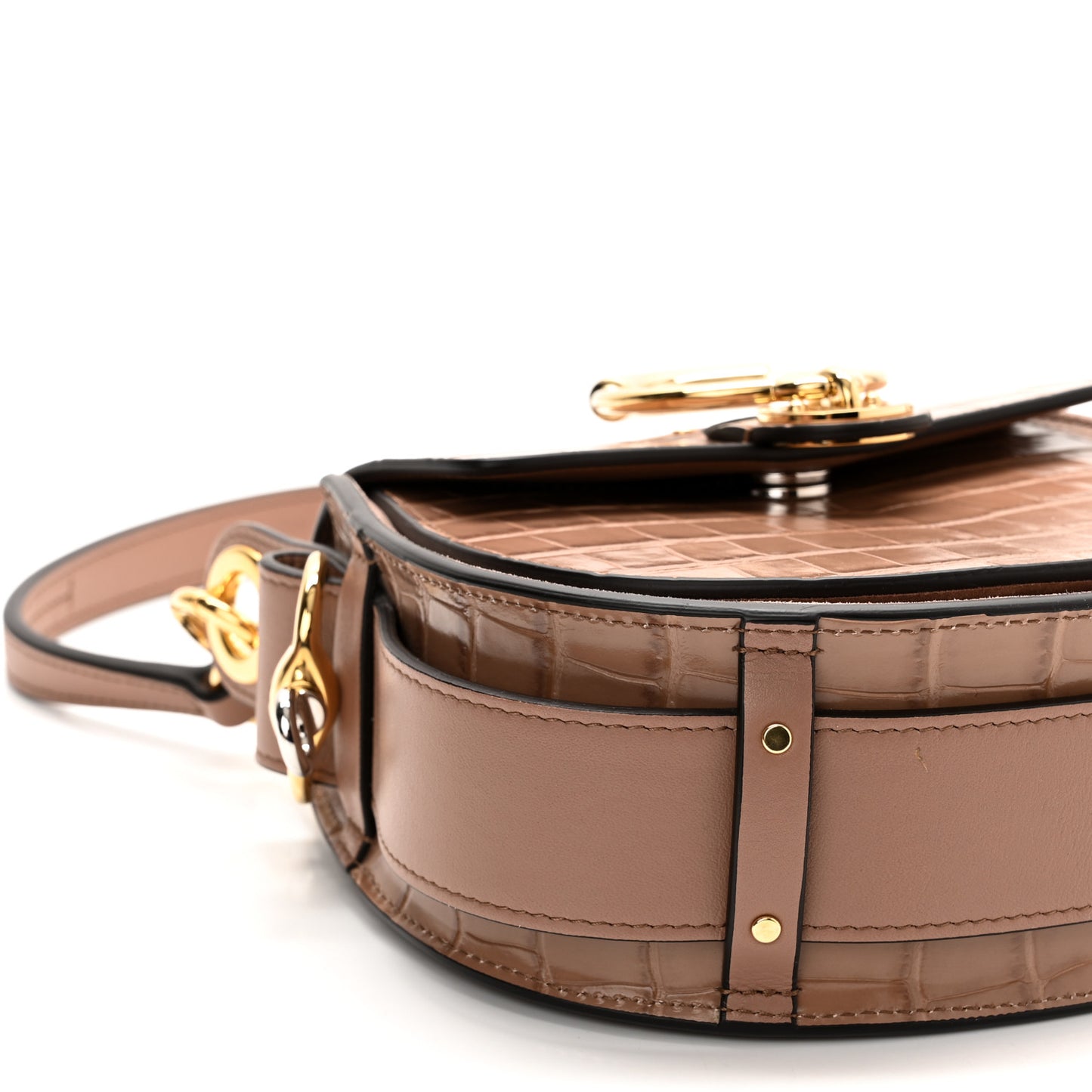 Calfskin Crocodile Embossed Small Tess Bag Woodrose