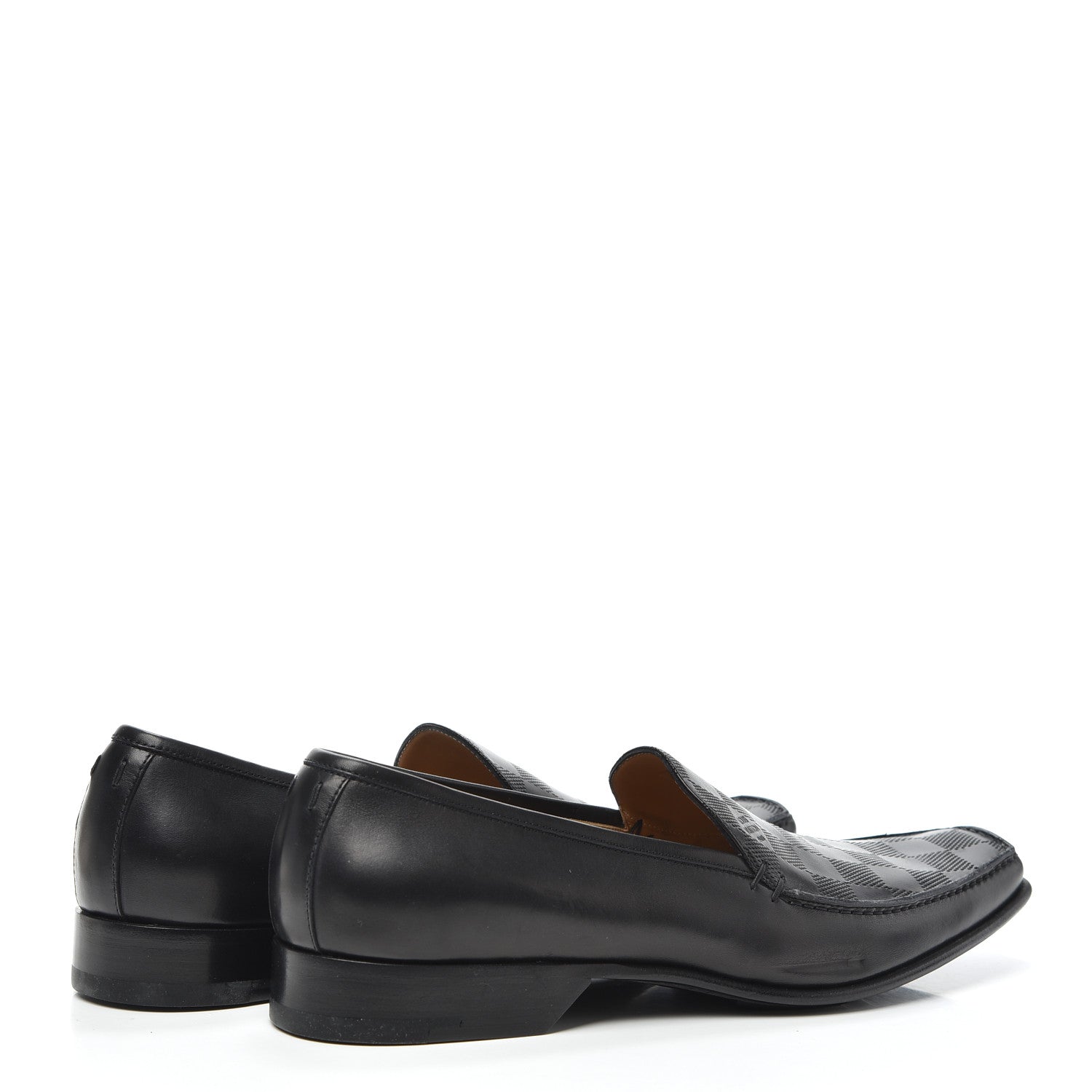 Louis Vuitton Calfskin Damier Mens Loafers 8.5 Black 4 of 7