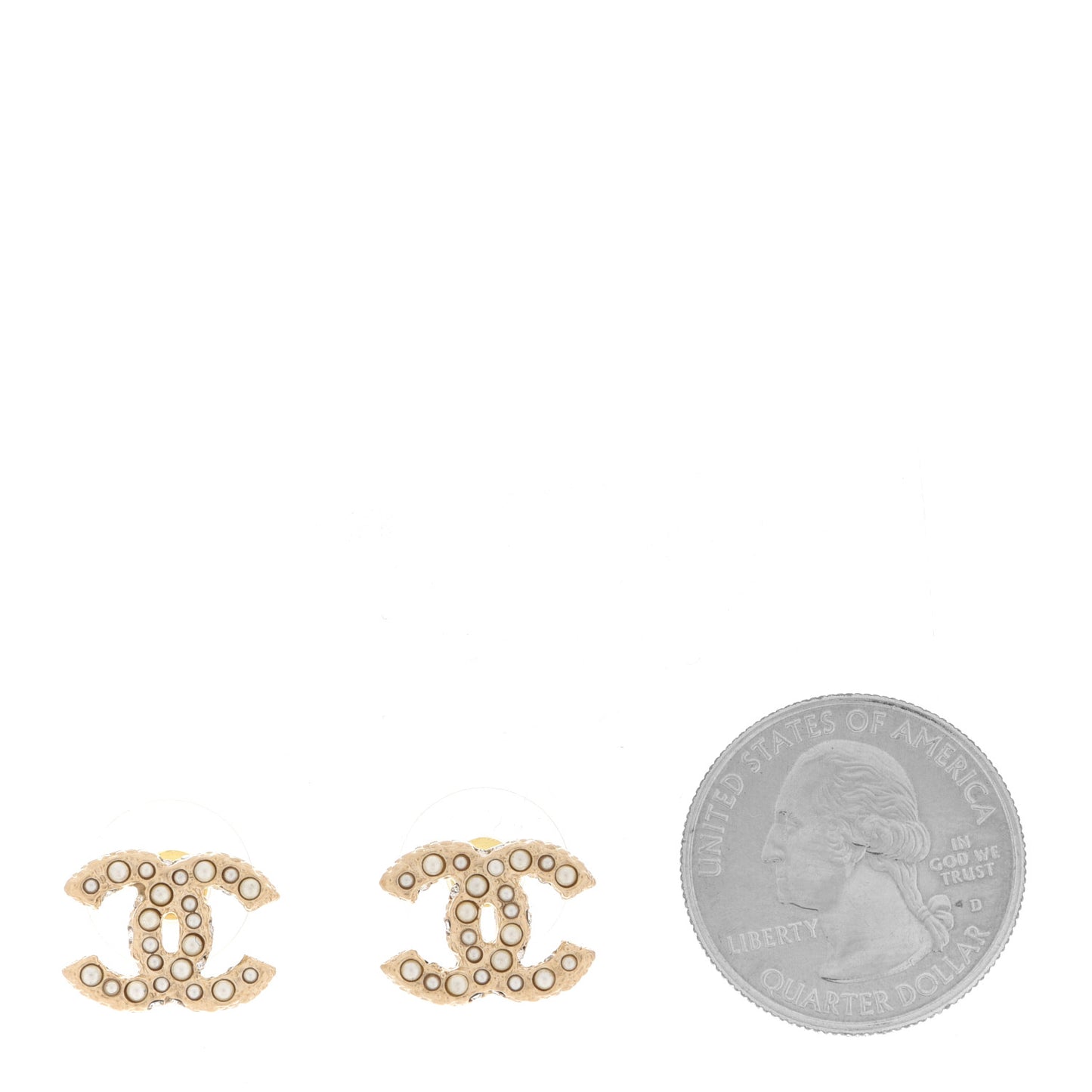 Pearl Crystal CC Earrings Light Gold