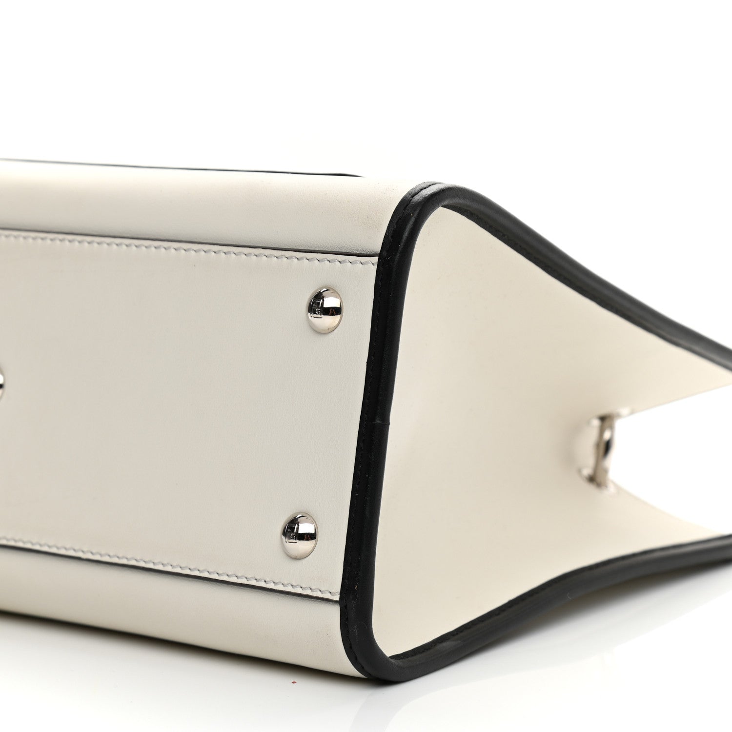 Fendi Vitello Century Opaco F is Fendi Bi-Color Small Runaway Satchel White Ice Black 10 of 15