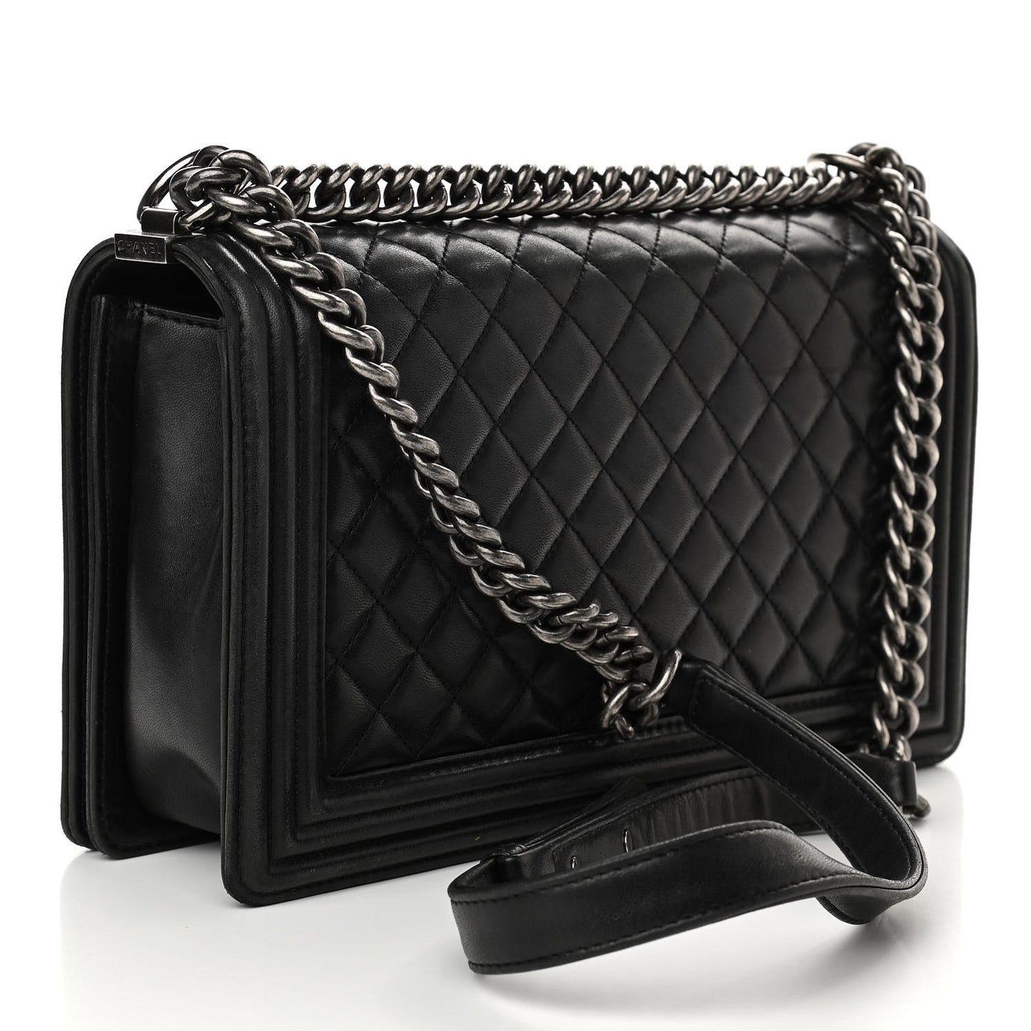 Lambskin Quilted New Medium Boy Flap Black