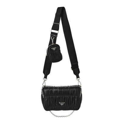 Prada Nappa Gaufre Flap Shoulder Bag Black 1 of 10