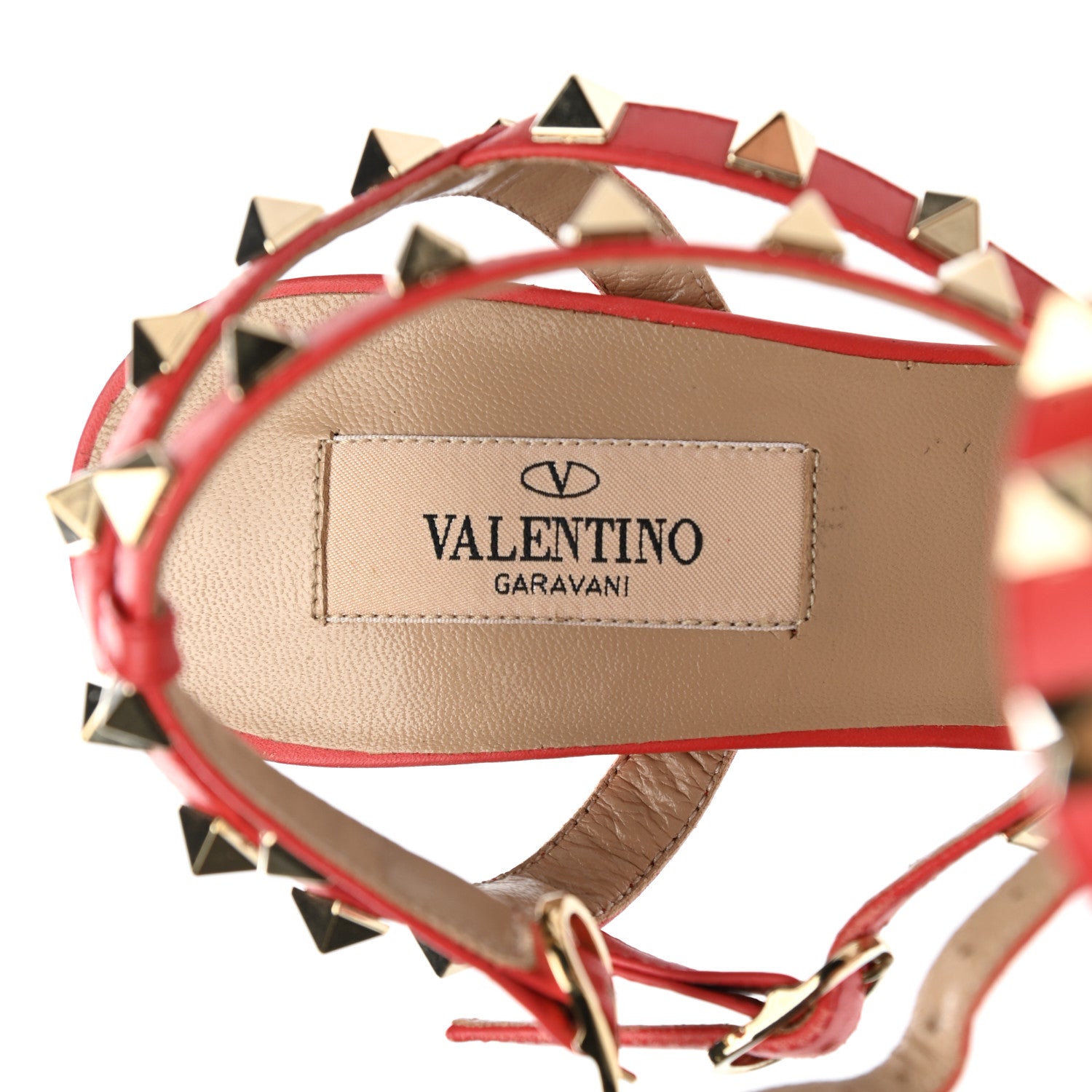 Valentino Garavani Pebbled Calfskin Rockstud Ankle Strap 65mm Pumps 36.5 Deep Coral 7 of 9