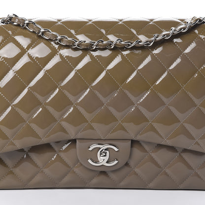 Chanel Patent Calfskin Quilted Maxi Double Flap Grey 8 of 10
