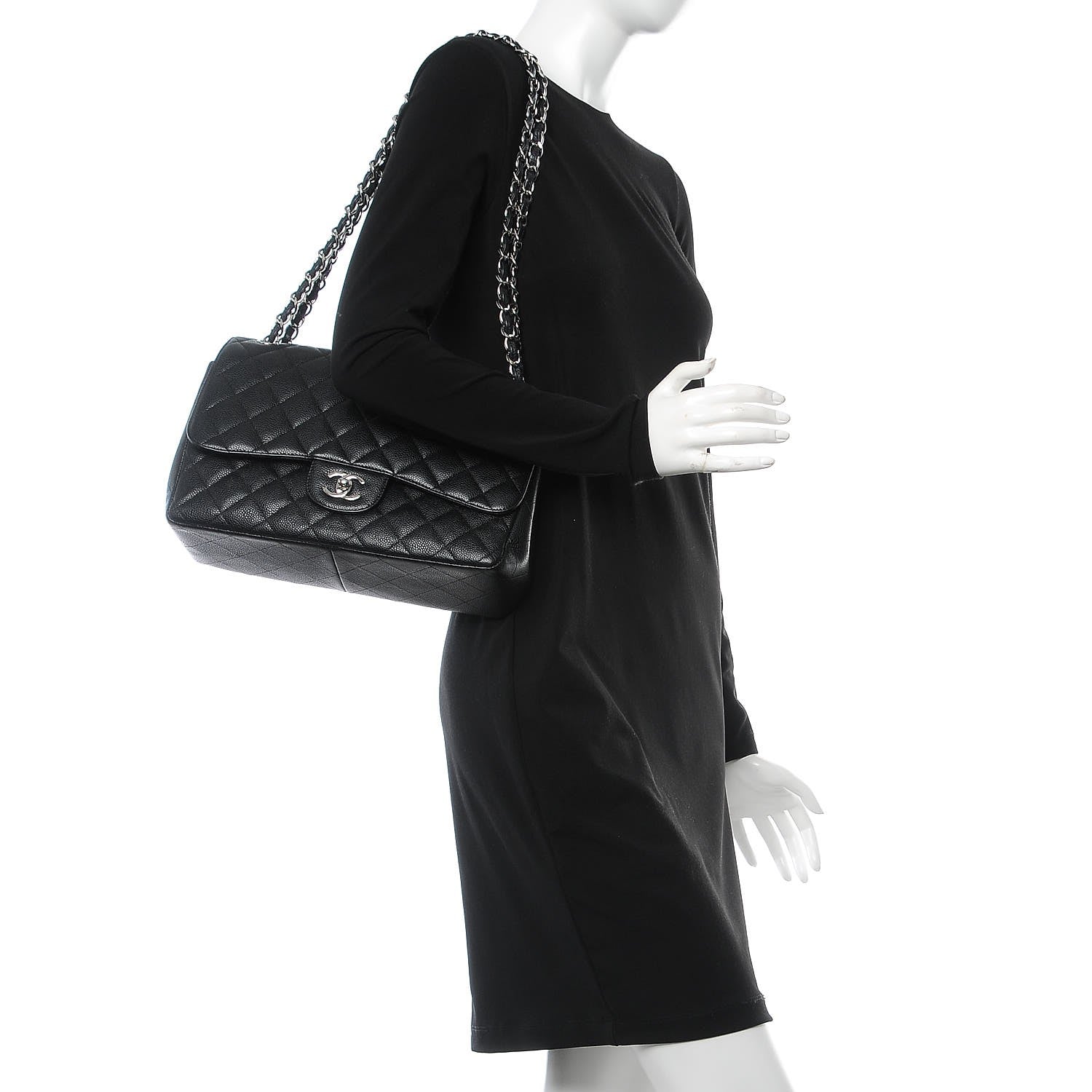 Chanel Caviar Quilted Jumbo Double Flap Black 3 of 10