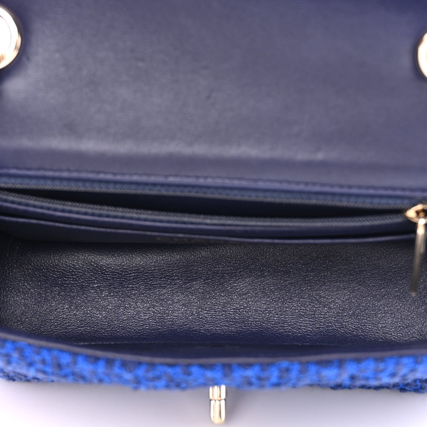 Tweed Quilted Mini Rectangular Flap Blue