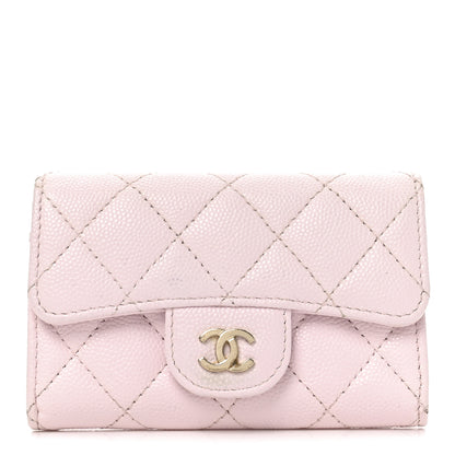 Chanel Caviar Quilted Flap Card Holder Wallet Light Pink 1 of 9