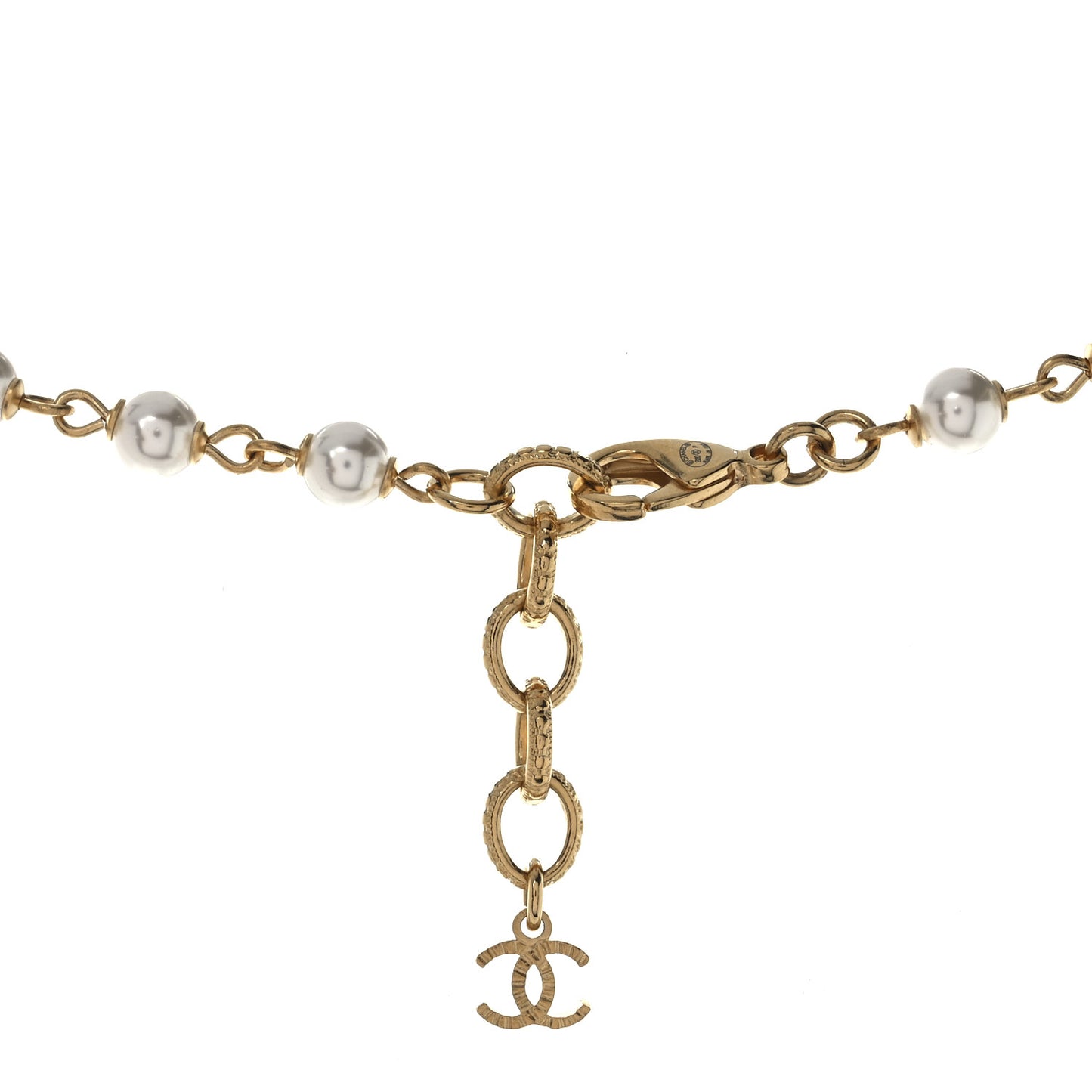 Pearl Crystal 90's Icon CC Necklace Gold