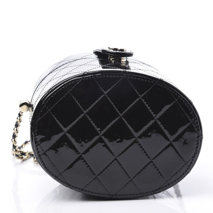 Chanel Patent Quilted Round Clutch With Chain Black 3 of 12