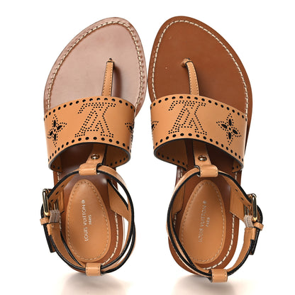 Louis Vuitton Soft Calfskin Perforated Horizon Flat Sandals 36.5 Natural 2 of 9
