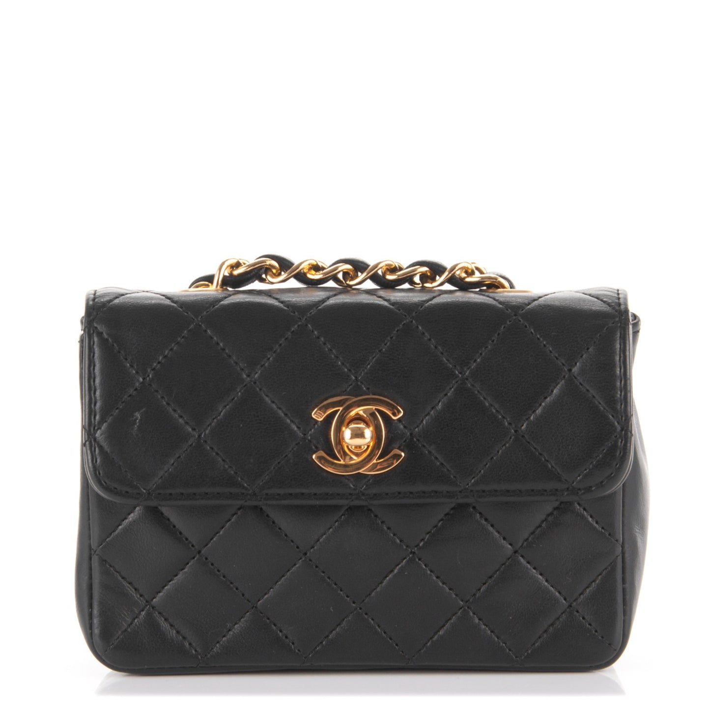 Lambskin Quilted Mini Flap Black