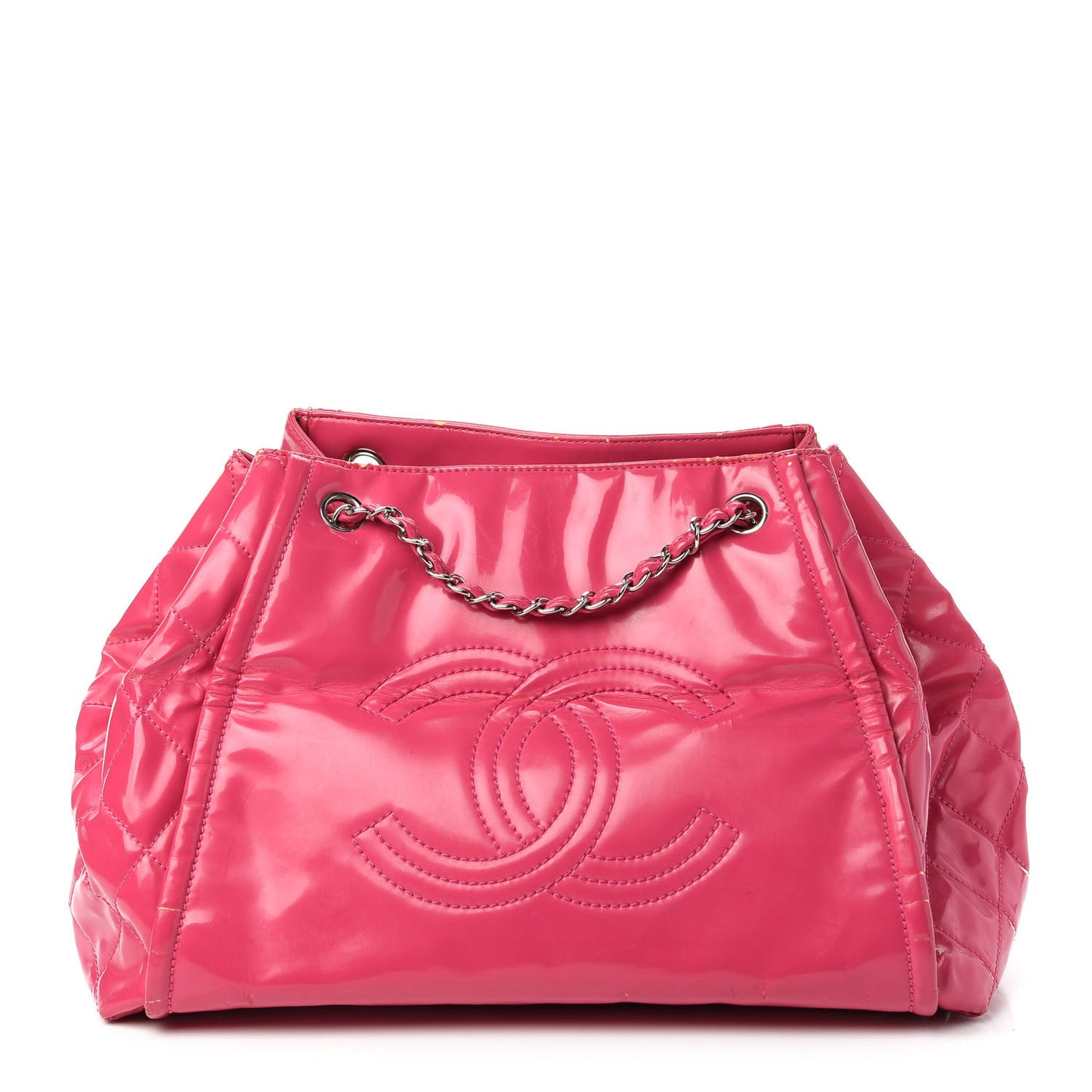 Vinyl Lipstick Ligne Accordion Tote Pink