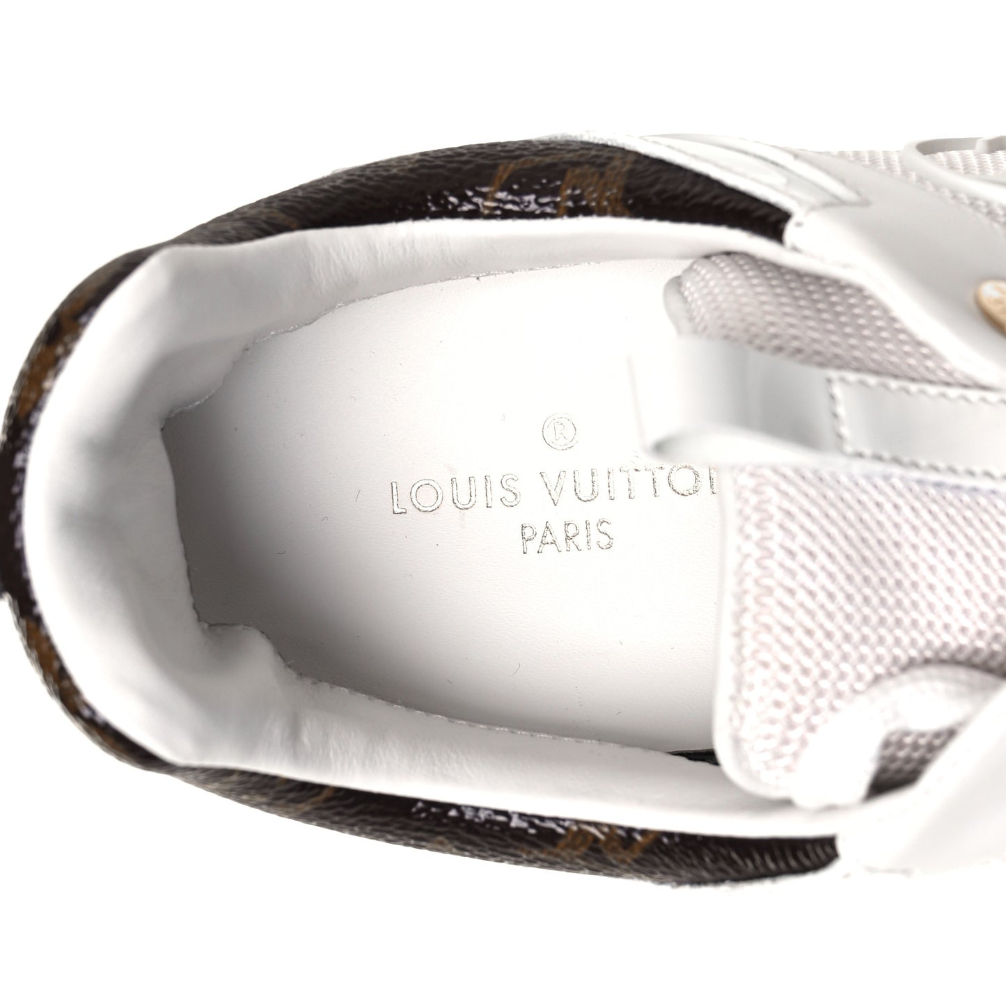 Calfskin Monogram Run Away Sneakers 38.5 White