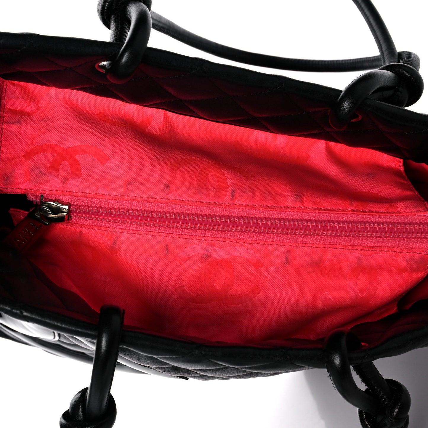 Calfskin Quilted Medium Cambon Tote Black