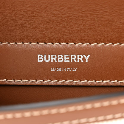 Burberry Smooth Calfskin Canvas Horseferry Print Mini Title Bag with Pocket Natural Malt Brown 7 of 11