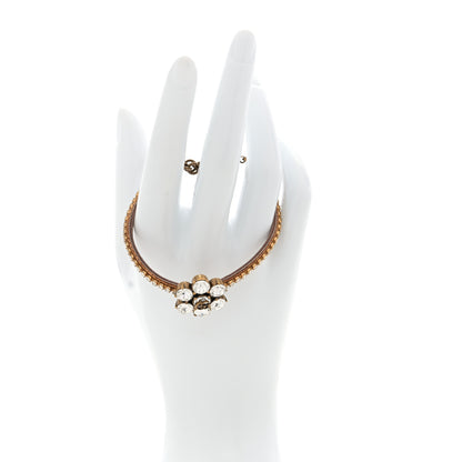 Gucci Metal Crystal Flower GG Bracelet Gold 2 of 4