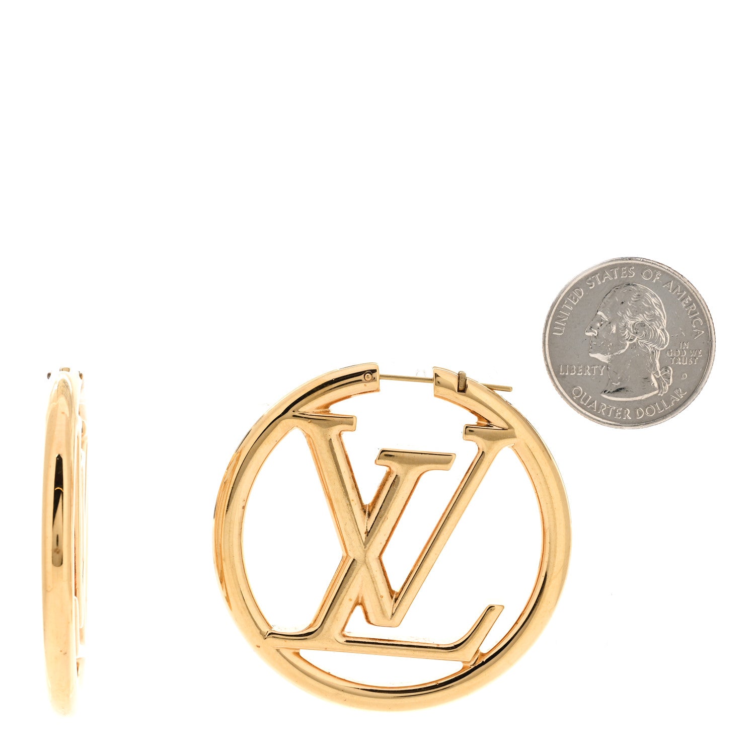 Louis Vuitton Metal Louise Hoop Earrings Gold 2 of 5