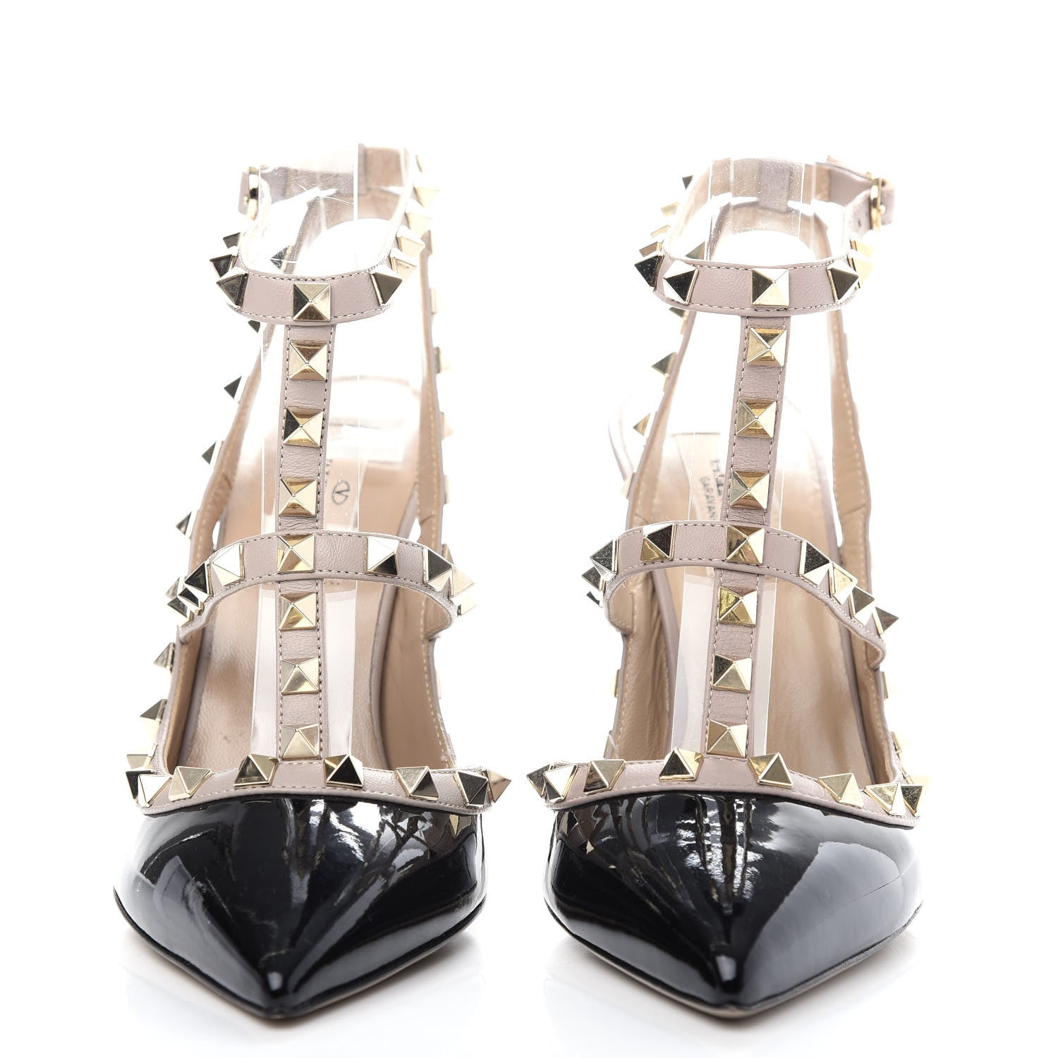 Valentino Garavani Patent Nappa Rockstud Ankle Strap 100mm Pumps 37.5 Black Poudre 2 of 9