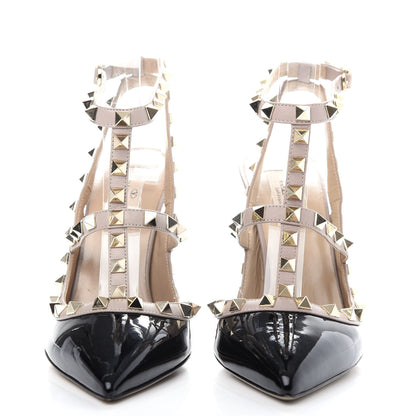 Valentino Garavani Patent Nappa Rockstud Ankle Strap 100mm Pumps 37.5 Black Poudre 2 of 9