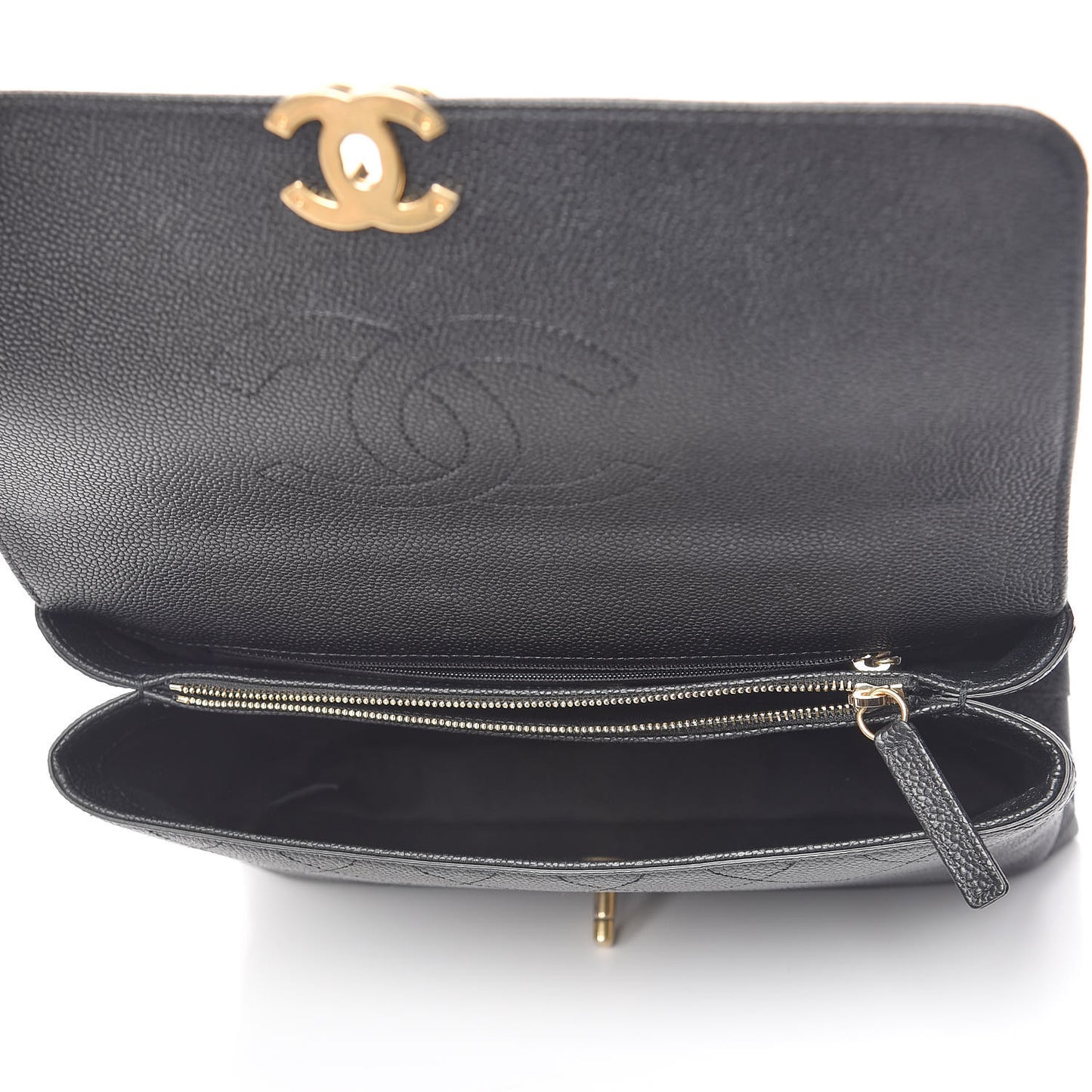Grained Calfskin Stitched Flap Black