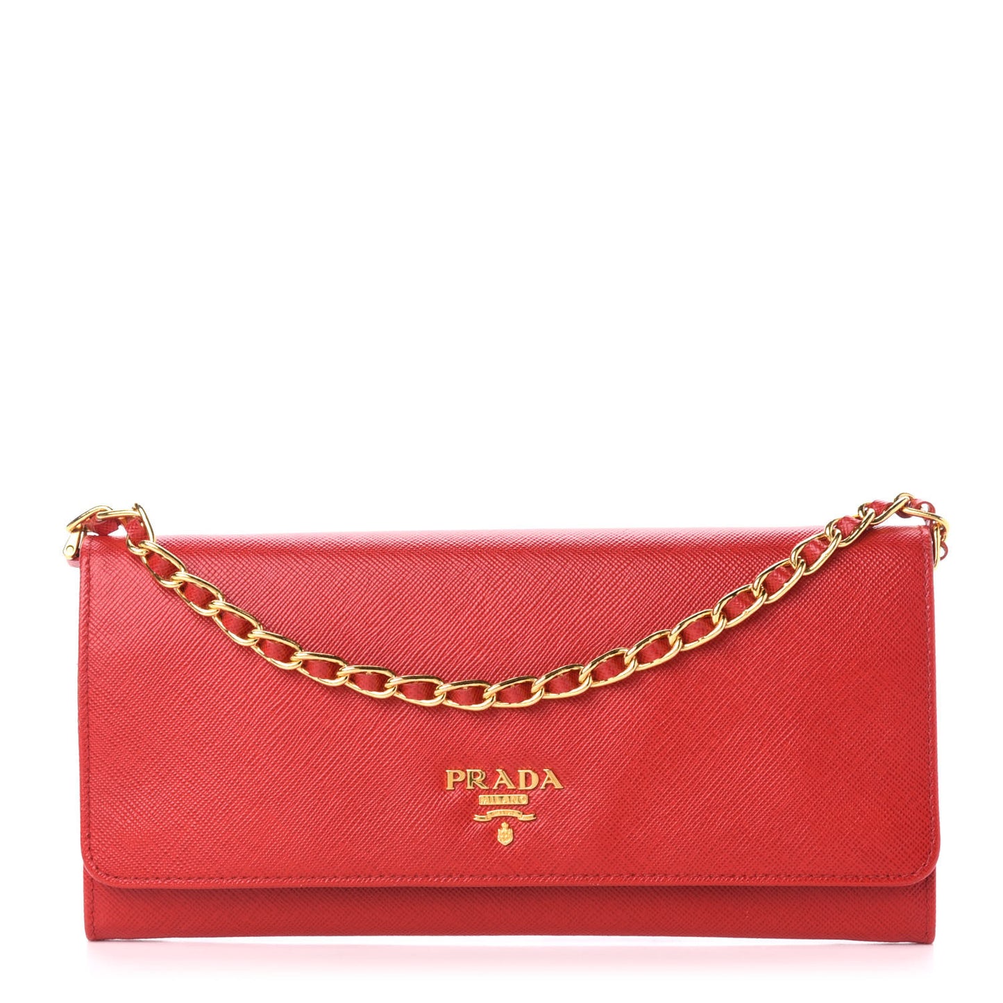 Saffiano Metal Oro Chain Wallet Fuoco