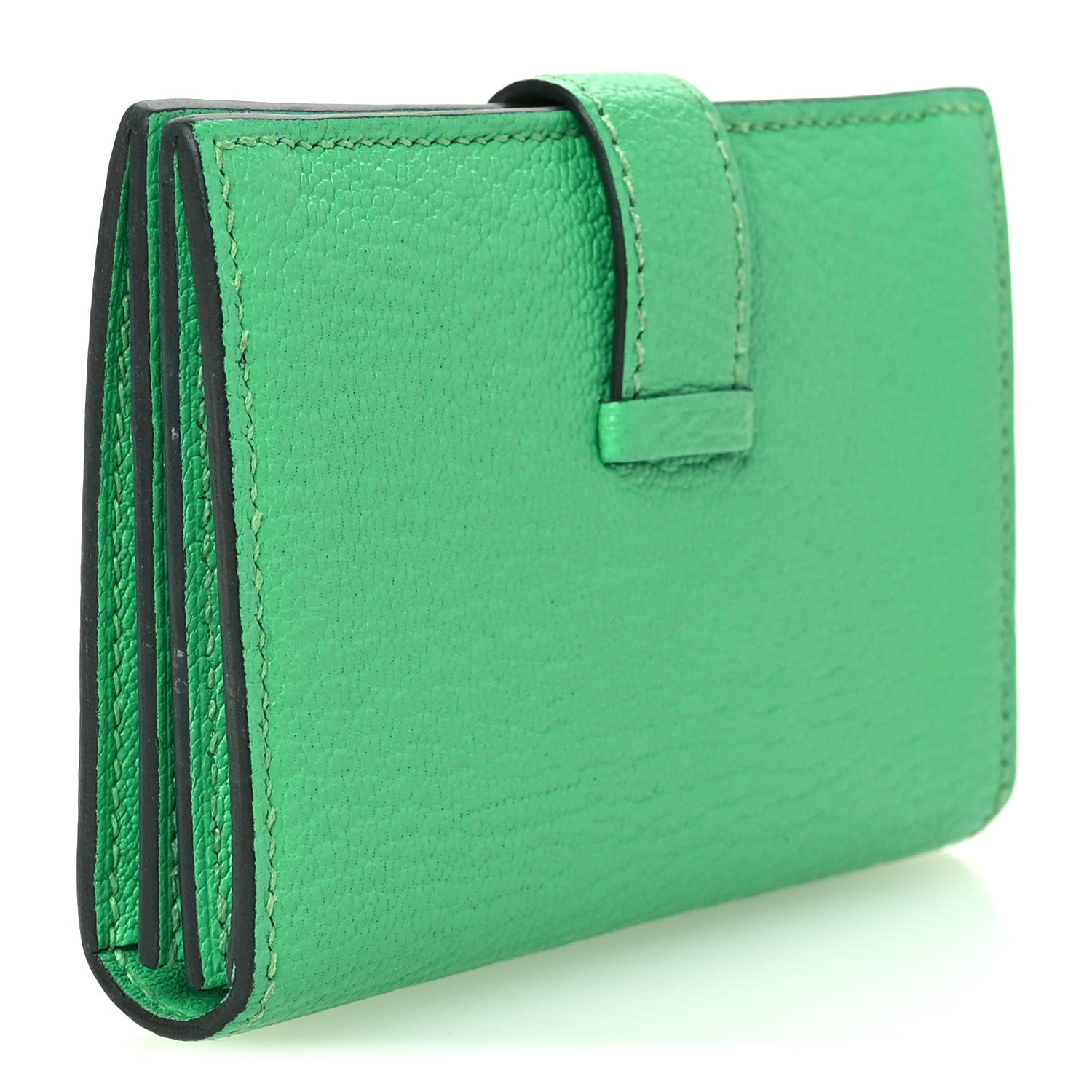 Hermes Chevre Mysore Bearn Card Holder Wallet Vert Comics 3 of 9