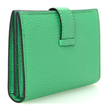 Hermes Chevre Mysore Bearn Card Holder Wallet Vert Comics 3 of 9