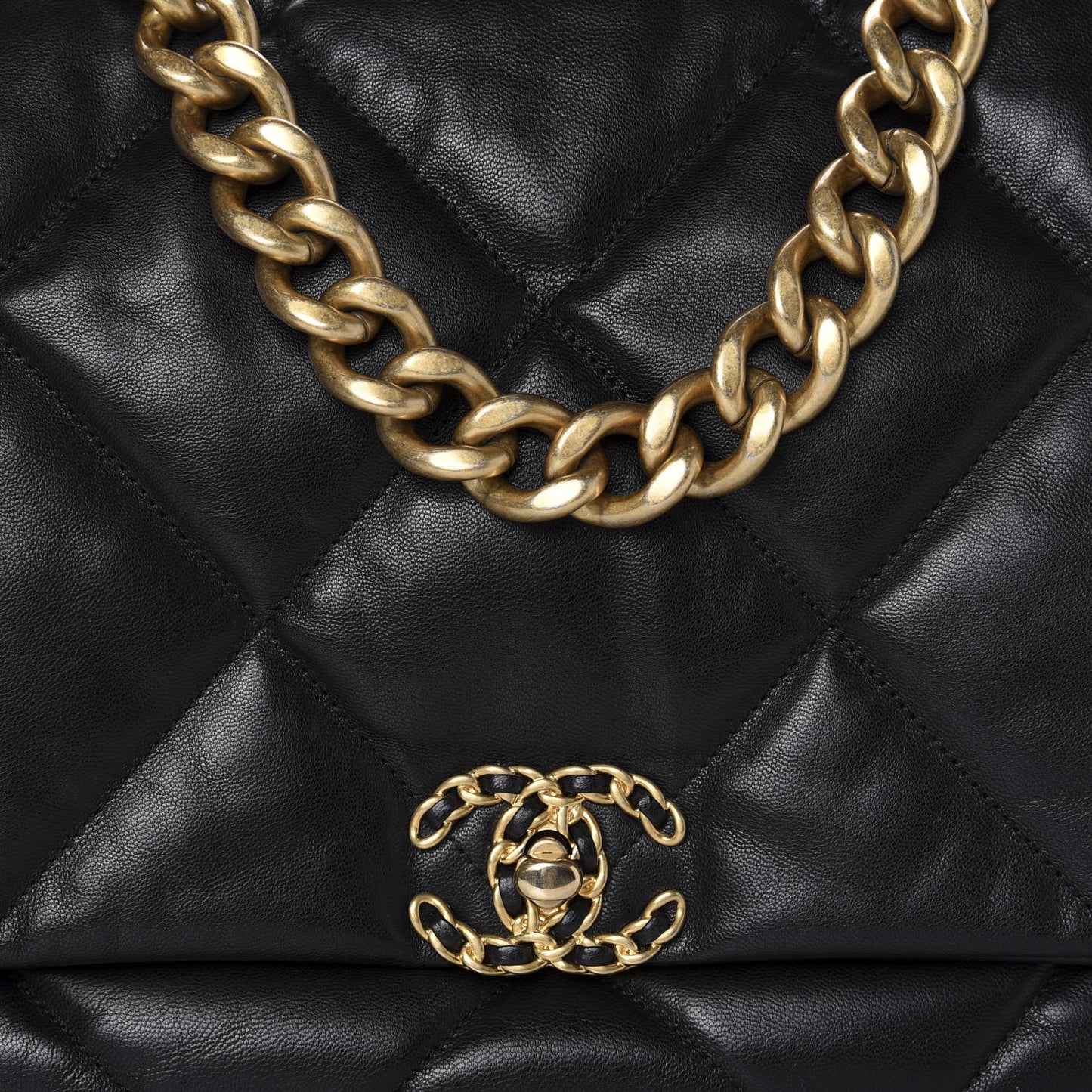 Goatskin Quilted Maxi 19 Flap Black
