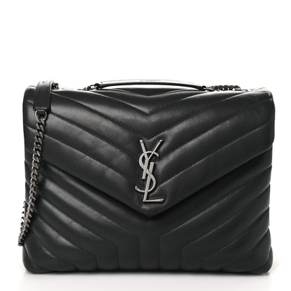Saint Laurent Calfskin Y Quilted Monogram Medium Loulou Chain Satchel Earth 1 of 8