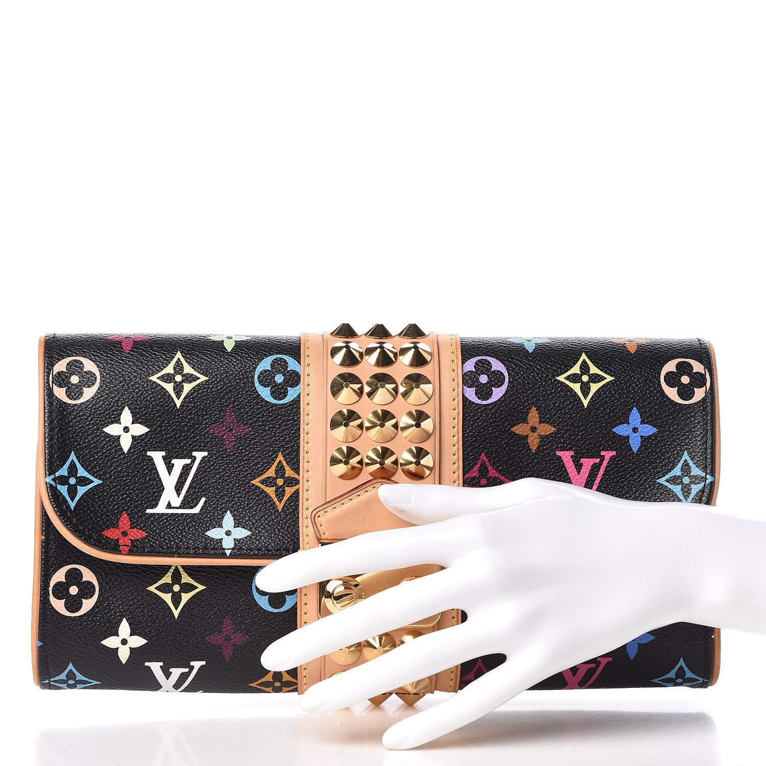 Louis Vuitton Monogram Multicolor Courtney Clutch Black 2 of 8