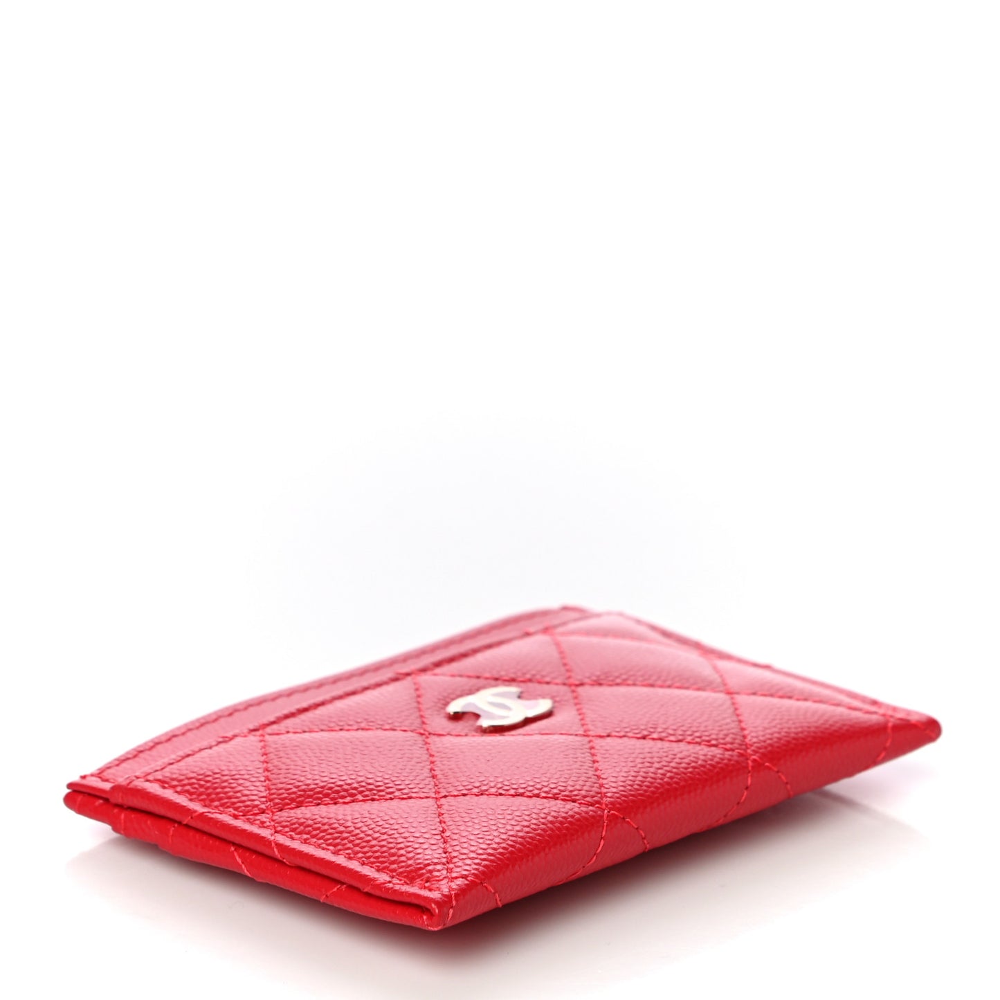 Caviar Quilted Card Holder Red
