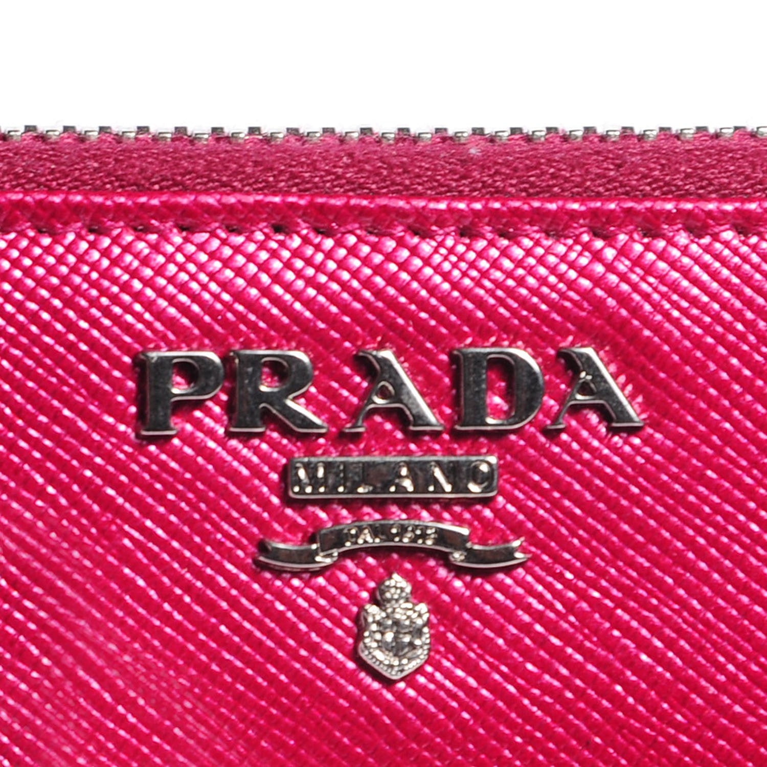 Prada Metallic Saffiano Metal Zip Around Wallet Ametista 10 of 10