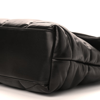 Saint Laurent Lambskin Quilted Medium Loulou Puffer Monogram Chain Satchel Black 9 of 9