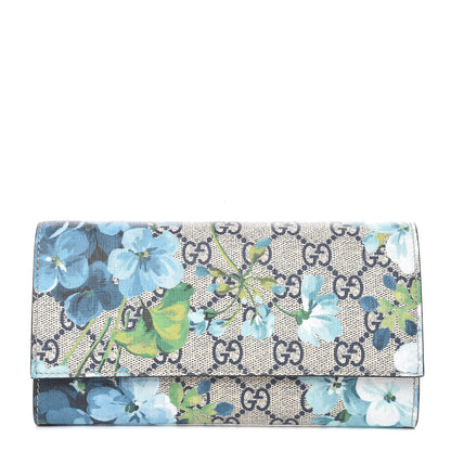 Gucci GG Supreme Monogram Blooms Continental Wallet Blue 1 of 8
