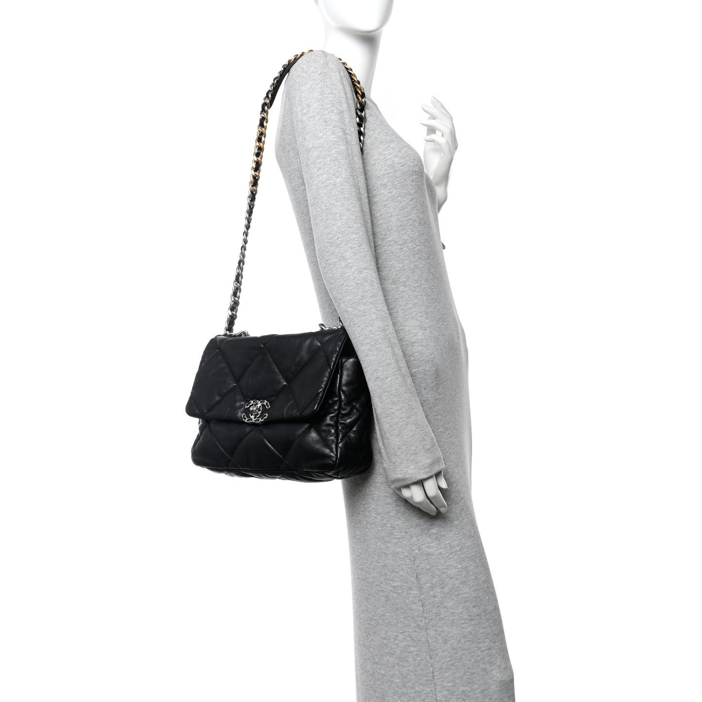 Lambskin Quilted Large Chanel 19 Flap Black