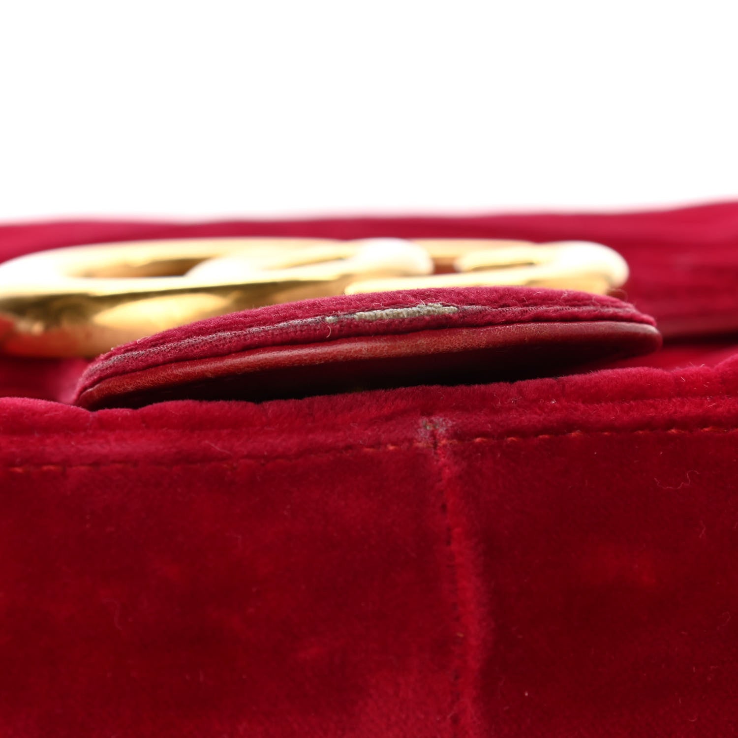 Gucci Velvet Matelasse Medium GG Marmont Shoulder Bag Hibiscus Red 13 of 15