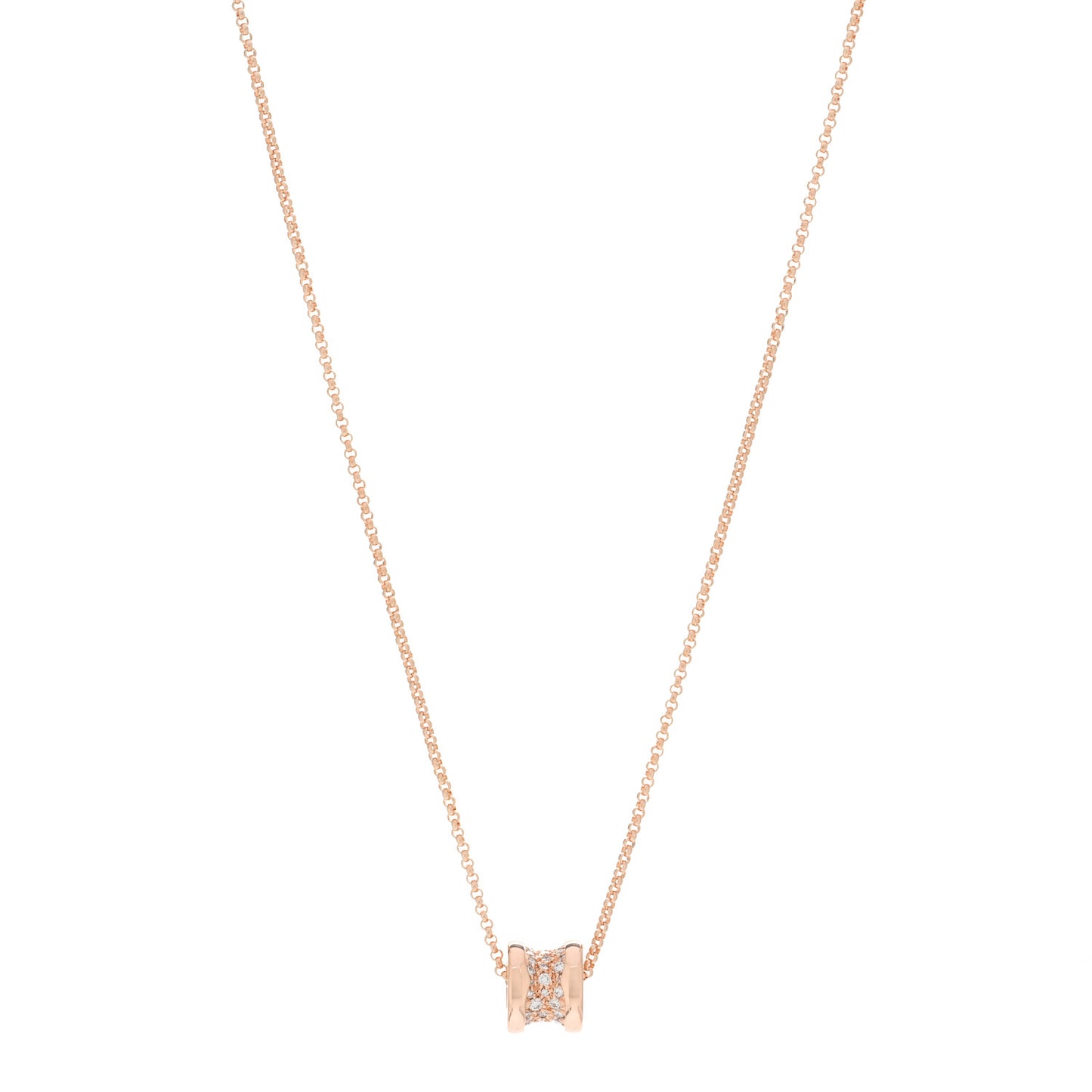 18K Rose Gold Diamond Small B.Zero1 Pave Pendant Necklace