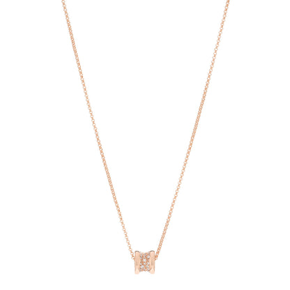 Bulgari 18K Rose Gold Diamond Small B.Zero1 Pave Pendant Necklace 1 of 5