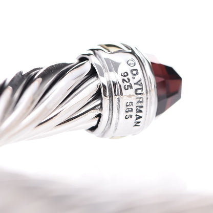 David Yurman Sterling Silver 14K Yellow Gold Garnet 7mm Cable Classics Bracelet 5 of 6