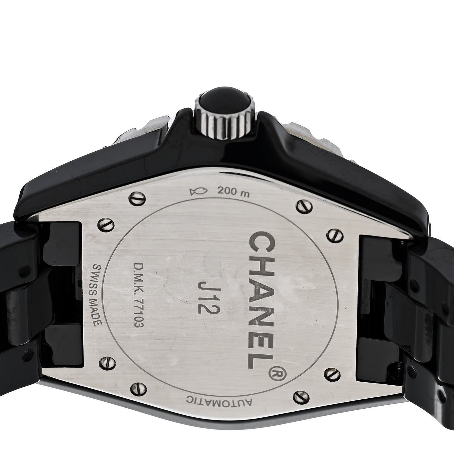 Chanel Stainless Steel Ceramic Diamond 38mm J12 Automatic Watch Black 4 of 5