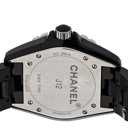 Chanel Stainless Steel Ceramic Diamond 38mm J12 Automatic Watch Black 4 of 5