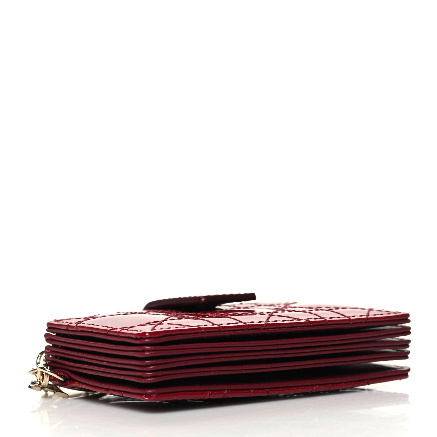 Christian Dior Patent Cannage Lady Dior 5-Gusset Card Holder Rouge Ceris 4 of 10
