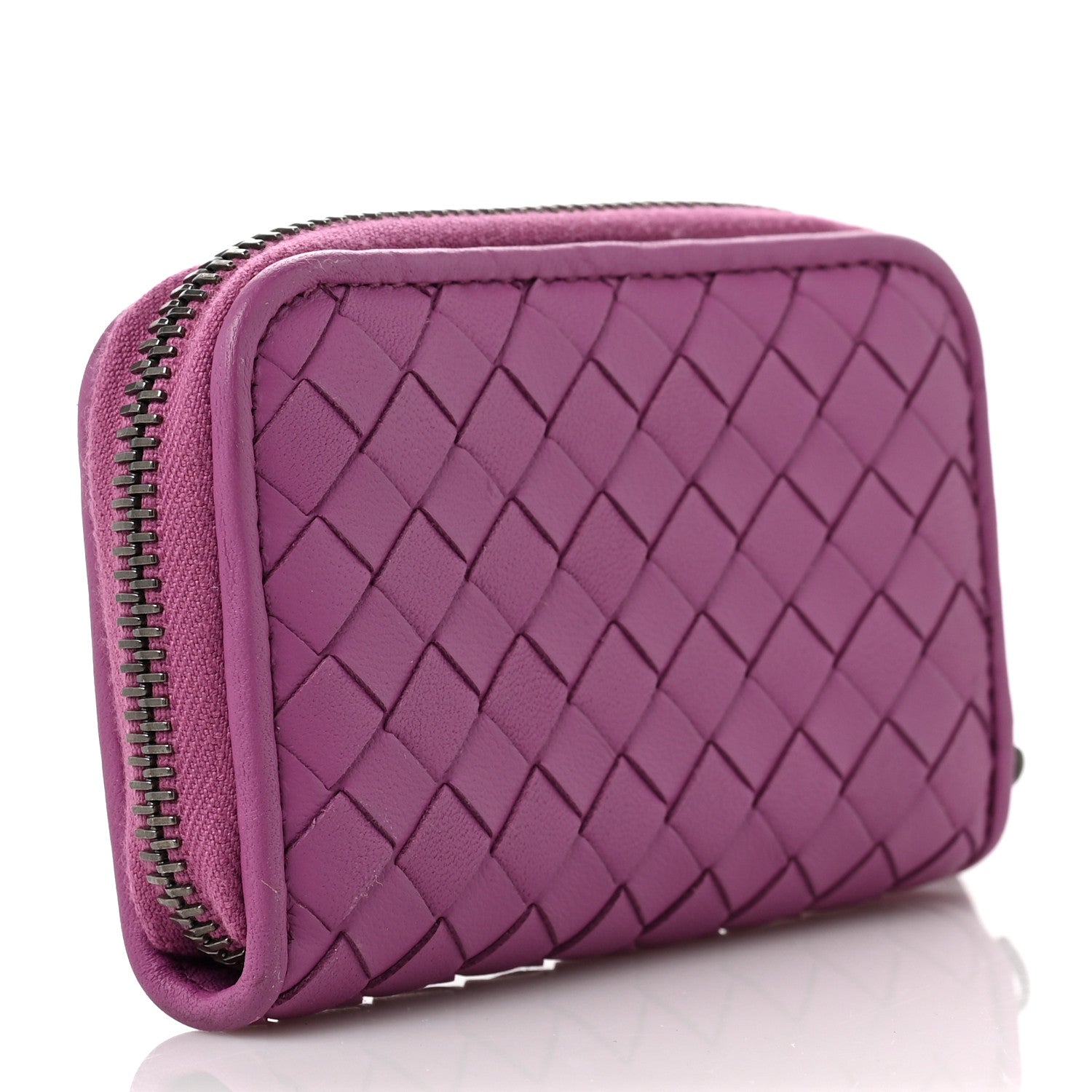 Bottega Veneta Nappa Intrecciato Zip Around Card Holder Ametista 3 of 8