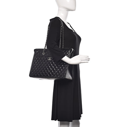 Chanel Glazed Calfskin Quilted Large Shopping Tote Black 2 of 10