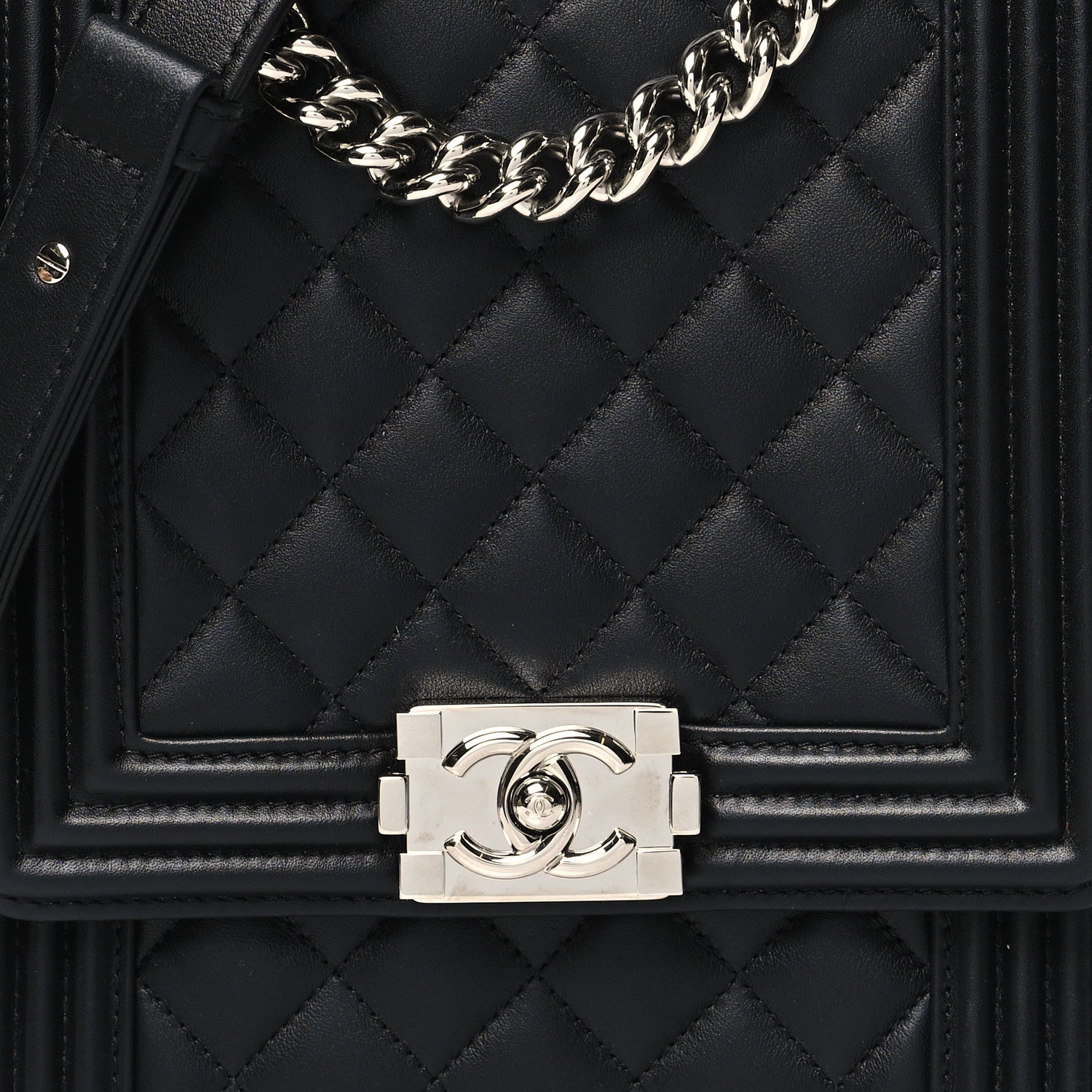 Chanel Calfskin Quilted North South Boy Flap Black 7 of 11
